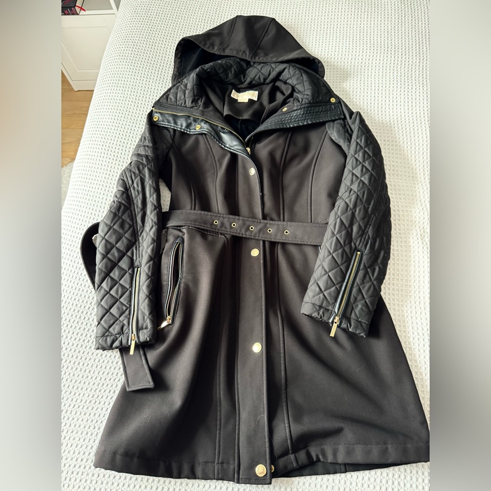 Michael Kors Black Quilted Hooded Coat